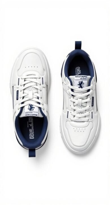 Premium White Sneakers with Navy Accents