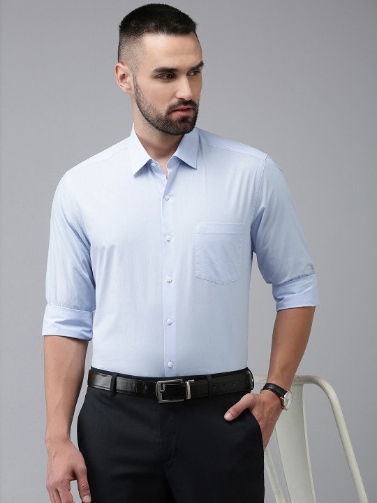 Arrow, Men Smart Spread Collar Solid Cotton Slim Fit Formal Shirt