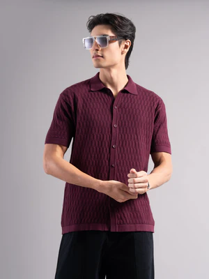 Men Alvorn Wine Knit Shirt