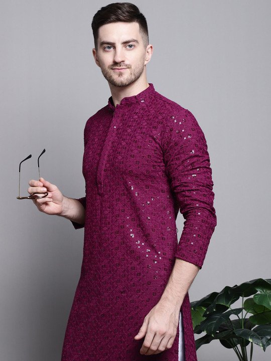 Embellished Jacquard Kurta