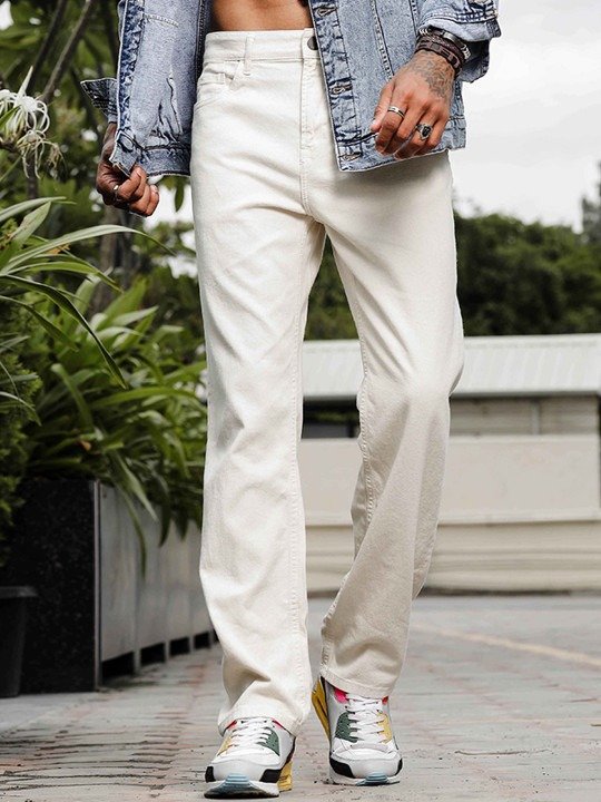 Roadster, Classic Straight Leg Jeans - Off White