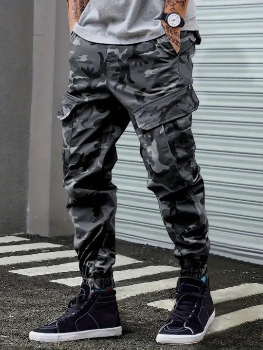 Urban Camo Cargo Joggers - Grey Camouflage - Image 3