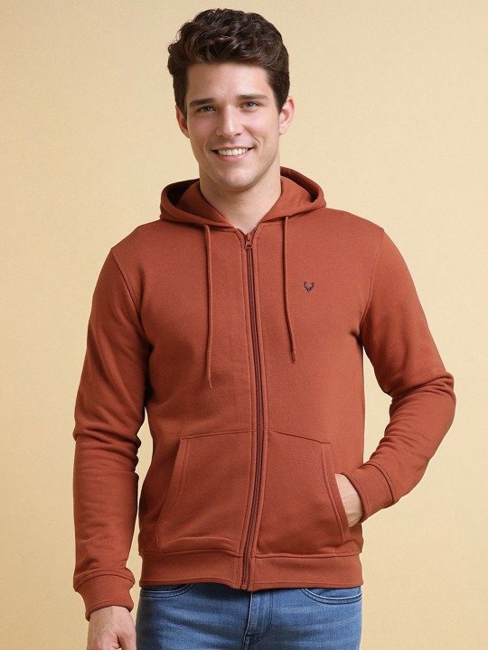 Classic Zip-Up Hoodie - Rust Brown