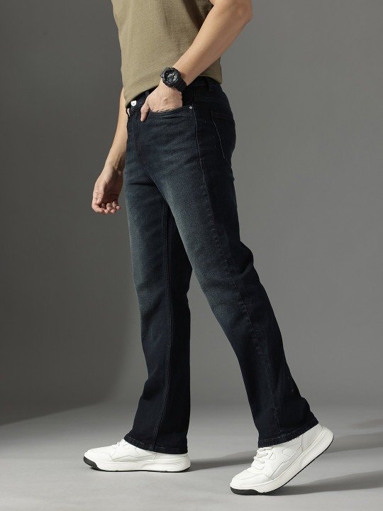 Regular Straight Leg Jeans - Dark Blue - Image 4