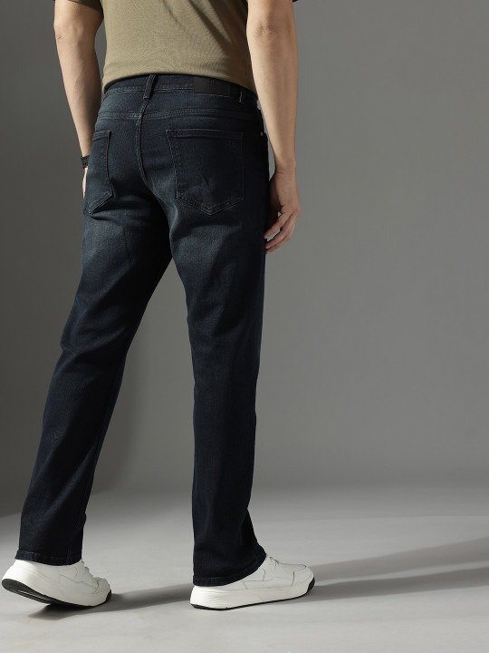 Regular Straight Leg Jeans - Dark Blue - Image 3