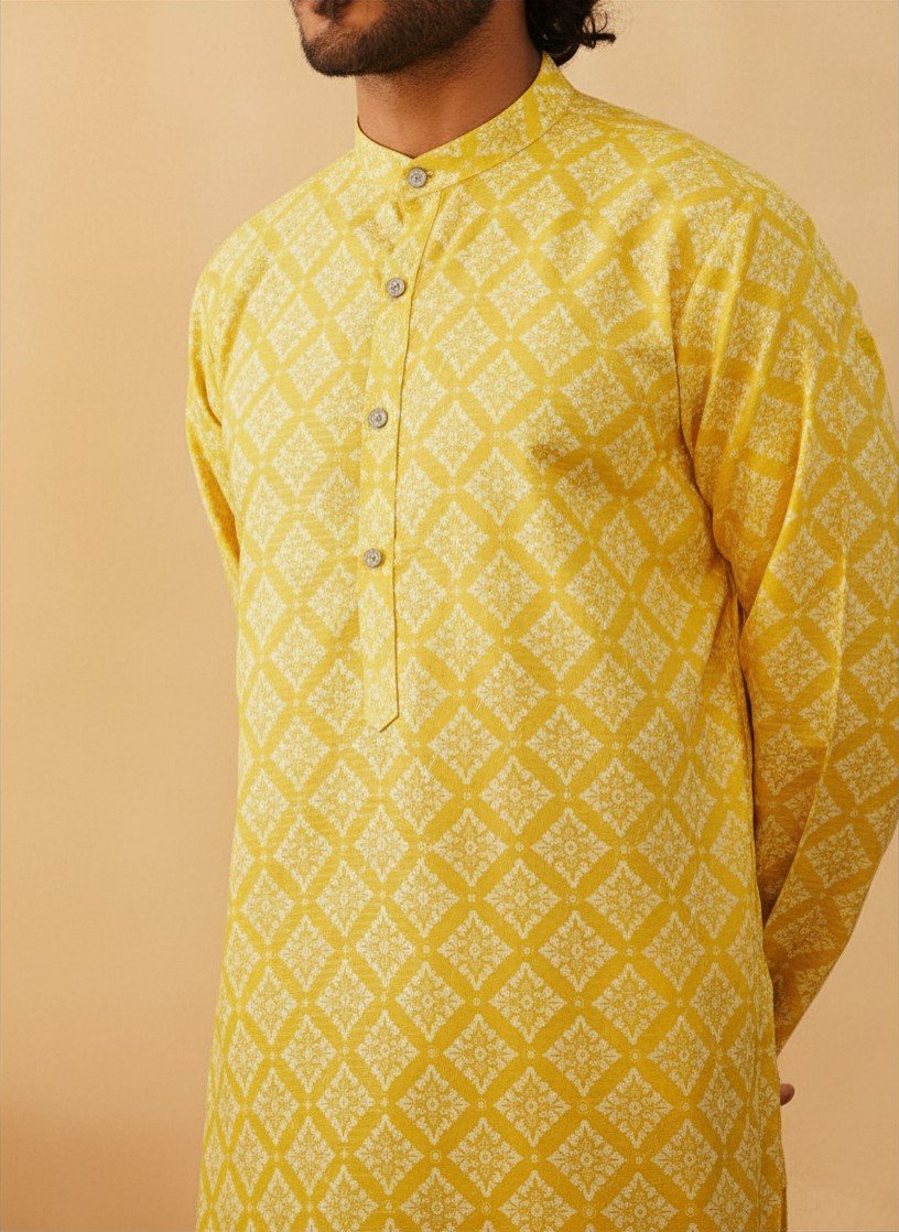 Sunshine Diamond Print Cotton Kurta - Image 2